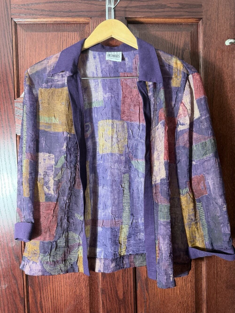 RM Richards Purple Jacket Sheer Boho Formal Vintage 90s Grannycore Large??